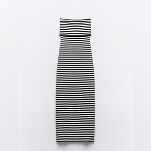 Zara Striped Stretch Knit Midi Dress Size Small